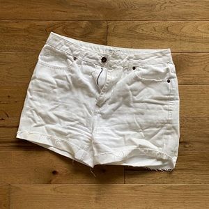 High Rise Cut Off Shorts White Distressed Shorts